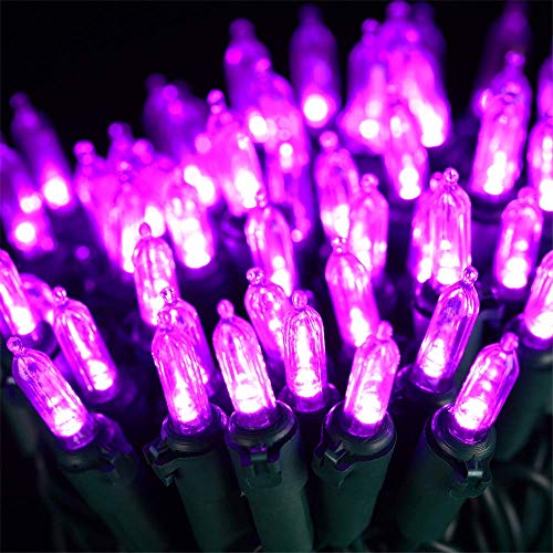 HAYATA Halloween String Lights 24ft 100 LED Purple Mini Lights - Halloween Lighting Decor for Outdoor and Indoor Use, Garden, Yard, Party, Home, Holiday, Halloween Decorations