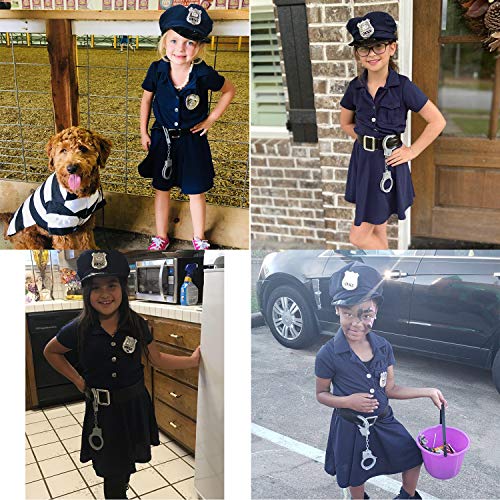 Doxrmuru Girls Police Costume Halloween Dress up Cop Costume for Kids 9-10 Years