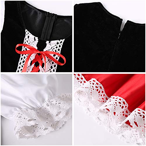 Doxrmuru Little Red Riding Hood Costume for Girls Kids Halloween Cosplay Costume Age 3-12 Years