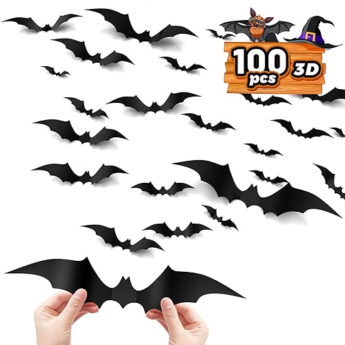 Spooky Halloween Bats Decoration Set - 100 Pieces