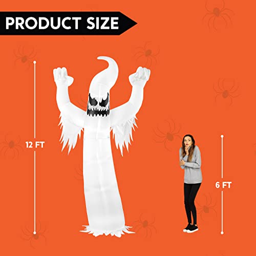 Joiedomi 12 Ft Tall Halloween Inflatable Scary Spooky Ghost Inflatable Yard Decoration with Build-in LEDs Blow Up Inflatables for Halloween Party Indoor, Outdoor, Yard, Garden, Lawn Decorations