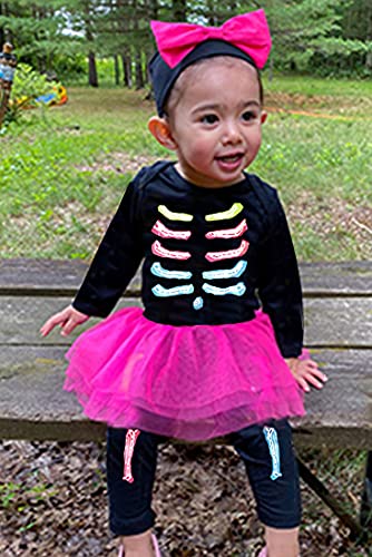 FANCYINN Baby Skeleton Costume Halloween Outfits & Bone Skull Tulle Skirt Romper Toddler Carnival Costumes 2pcs 59 0-3Months