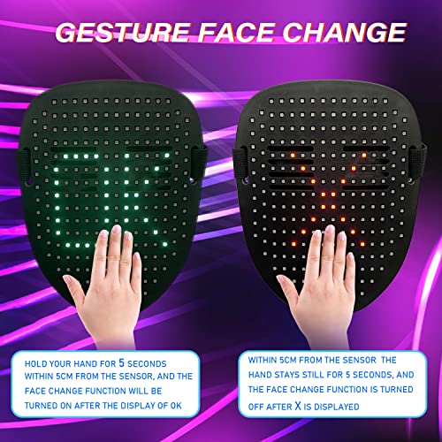 Gesture Sensing LED Mask for Cosplay Holidays