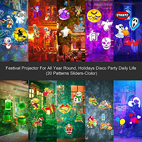 Halloween Christmas Projector Lights Outdoor, COOLWUFAN 2-in-1 Moving Patterns Landscape Lights, 30 HD Effects (3D Ocean Wave & Patterns) Projection Light for Xmas Halloween Party Garden Decorations