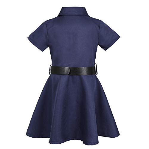 Doxrmuru Girls Police Costume Halloween Dress up Cop Costume for Kids 9-10 Years