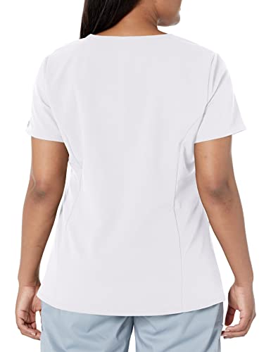 Dickies Women's Plus Size Xtreme Stretch V-Neck Scrubs Shirt, White, XXXX-Large
