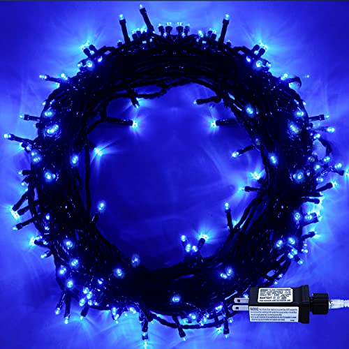 Christmas String Lights - 110 LEDs 46ft/14m 8 Modes End-to-End Plug in Indoor/Outdoor Waterproof Decorative Fairy Twinkle Halloween Lights for Tree/Wedding/Thanksgiving Day/Patio Decorations - Blue
