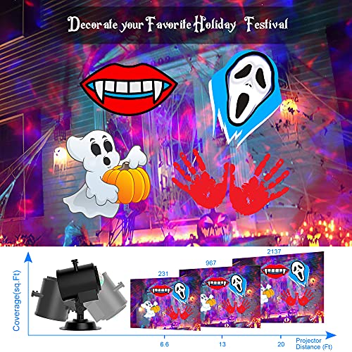 Halloween Christmas Projector Lights Outdoor, COOLWUFAN 2-in-1 Moving Patterns Landscape Lights, 30 HD Effects (3D Ocean Wave & Patterns) Projection Light for Xmas Halloween Party Garden Decorations