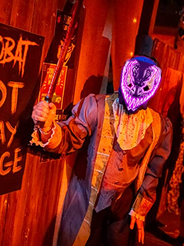 Doviden Halloween LED Light Up Mask for Purge Costume Party Kids Adults - Scary Glowing Neon Mask with Dark and Evil Bat Wing Eyes for Women Men Halloween Costume Rolepaly Paty