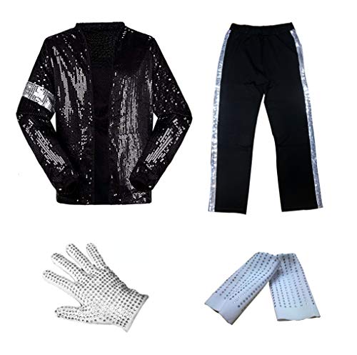 CIGUO Men's Halloween Party Costumes for Dance Cosplay Birthday Costume (Small, Black)