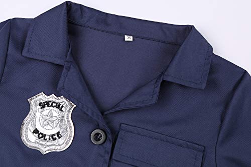 Doxrmuru Girls Police Costume Halloween Dress up Cop Costume for Kids 9-10 Years