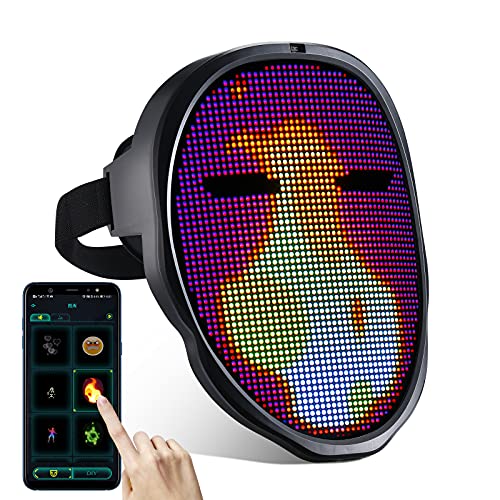 brookhaus LED Light Up Mask for Women Men,Christmas LED Face Mask with App Bluetooth Programmable for Costume&Cosplay Party