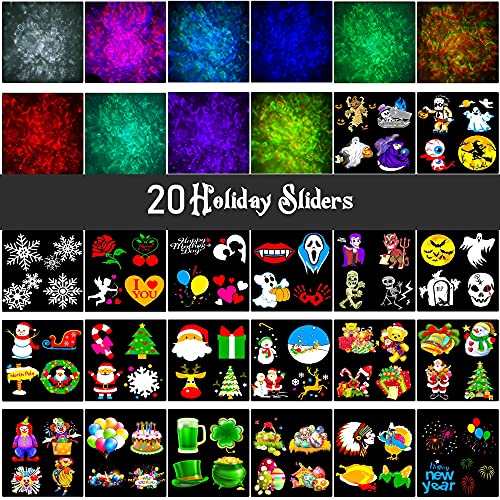 Halloween Christmas Projector Lights Outdoor, COOLWUFAN 2-in-1 Moving Patterns Landscape Lights, 30 HD Effects (3D Ocean Wave & Patterns) Projection Light for Xmas Halloween Party Garden Decorations