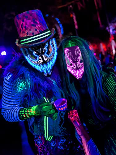 Doviden Halloween LED Light Up Mask for Purge Costume Party Kids Adults - Scary Glowing Neon Mask with Dark and Evil Bat Wing Eyes for Women Men Halloween Costume Rolepaly Paty