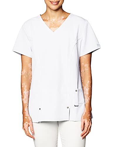 Dickies Women's Plus Size Xtreme Stretch V-Neck Scrubs Shirt, White, XXXX-Large