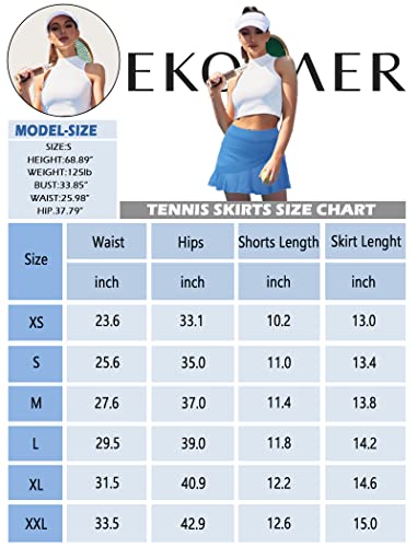 Ekouaer Tennis Skorts for Women Lightweight Black Skirt for Running Tennis Golf Workout Sports