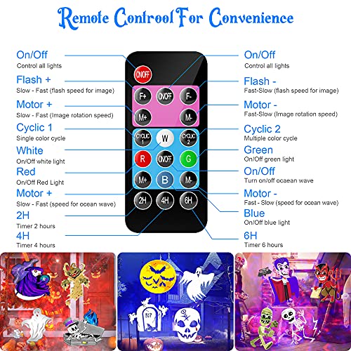 Halloween Christmas Projector Lights Outdoor, COOLWUFAN 2-in-1 Moving Patterns Landscape Lights, 30 HD Effects (3D Ocean Wave & Patterns) Projection Light for Xmas Halloween Party Garden Decorations