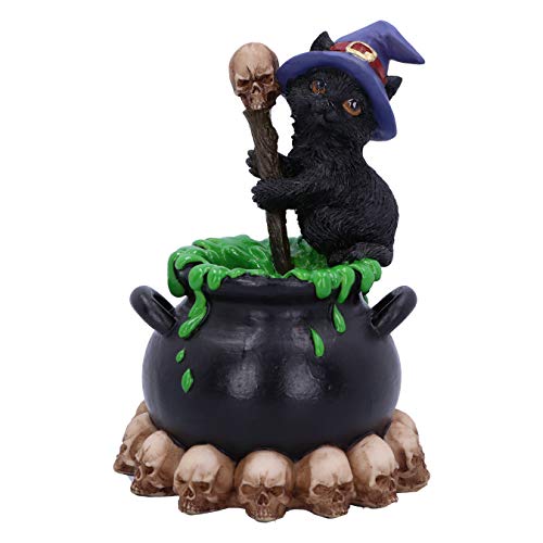 Spook Witches Familiar Black Cat Cauldron Figurine