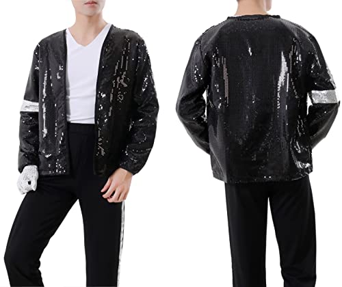 CIGUO Men's Halloween Party Costumes for Dance Cosplay Birthday Costume (Small, Black)