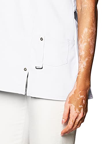 Dickies Women's Plus Size Xtreme Stretch V-Neck Scrubs Shirt, White, XXXX-Large