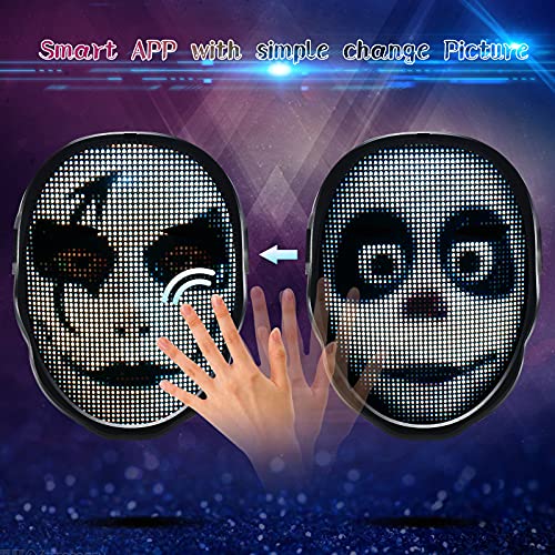 brookhaus LED Light Up Mask for Women Men,Christmas LED Face Mask with App Bluetooth Programmable for Costume&Cosplay Party