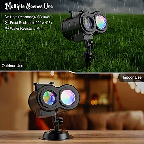 Halloween Christmas Projector Lights Outdoor, COOLWUFAN 2-in-1 Moving Patterns Landscape Lights, 30 HD Effects (3D Ocean Wave & Patterns) Projection Light for Xmas Halloween Party Garden Decorations