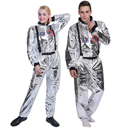 EraSpooky Men's Astronaut Spaceman Costume(Silver, Large)