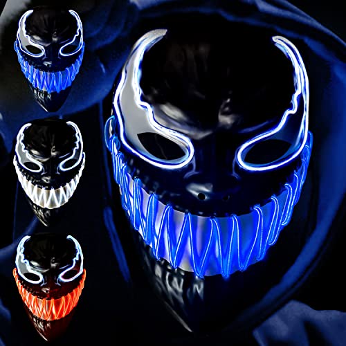 heytech Halloween Mask Purge LED Mask for Festival Halloween Scary Party,Costume Cosplay,Gifts (new-blue)