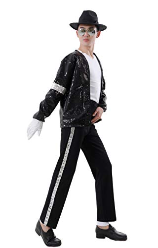 CIGUO Men's Halloween Party Costumes for Dance Cosplay Birthday Costume (Small, Black)