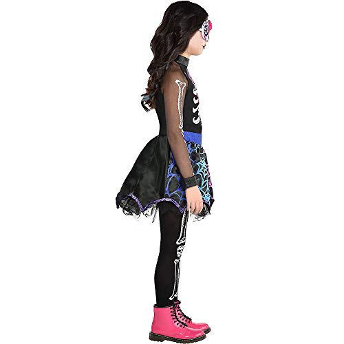 amscan Girls Day of The Dead Costume, Large (12-14)- 3 pcs, Multicolor