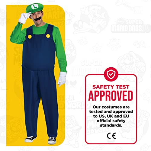 Disguise Men's Plus Size Luigi Deluxe Adult Costume, Green, XXL (50-52)