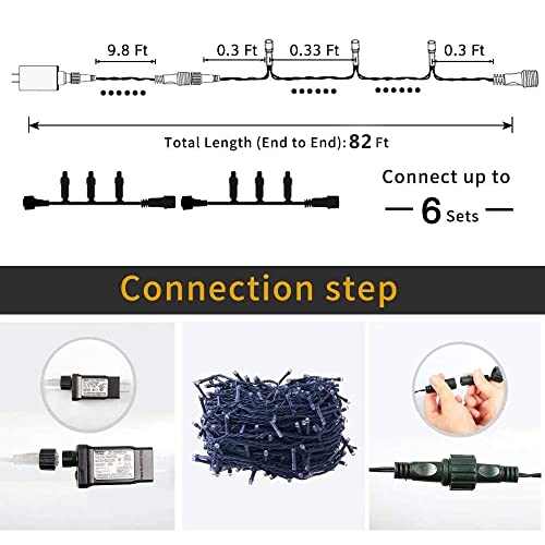 Christmas String Lights Purple - 25m/82ft 220 LEDs 8 Modes Function End-to-End Extendable Plug in Waterproof Inside/Outside Fairy Xmas Tree Lights for Halloween/Patio/Home/Indoor/Outdoor Decorations