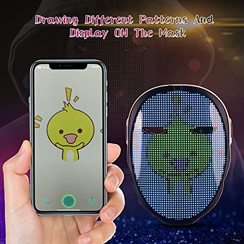 brookhaus LED Light Up Mask for Women Men,Christmas LED Face Mask with App Bluetooth Programmable for Costume&Cosplay Party