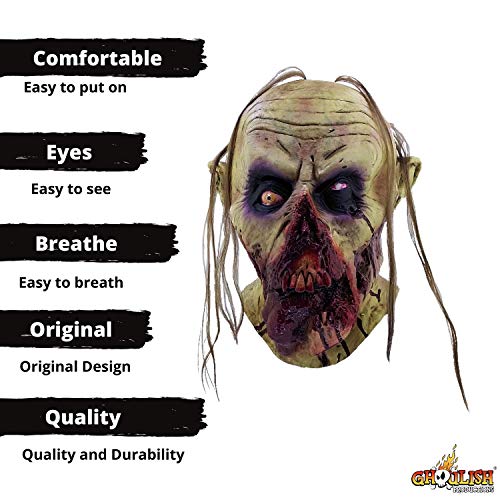 Ghoulish Productions Zombie Tongue Mask. Zombie Blood Tongue Latex Mask, Scary Halloween Mask Zombies, Blood Face Zombie Latex Mask. Zombies Line. One Size Latex Mask