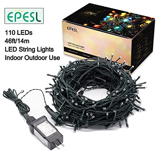 Christmas String Lights - 110 LEDs 46ft/14m 8 Modes End-to-End Plug in Indoor/Outdoor Waterproof Decorative Fairy Twinkle Halloween Lights for Tree/Wedding/Thanksgiving Day/Patio Decorations - Blue