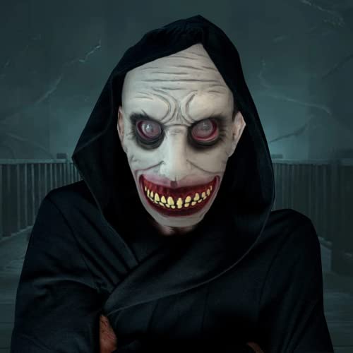 Creepy Halloween Mask, Smiling Demons Cosplay Props, Evil Latex Mask for Halloween Costume Party Props