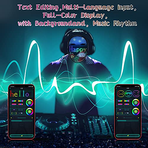 brookhaus LED Light Up Mask for Women Men,Christmas LED Face Mask with App Bluetooth Programmable for Costume&Cosplay Party
