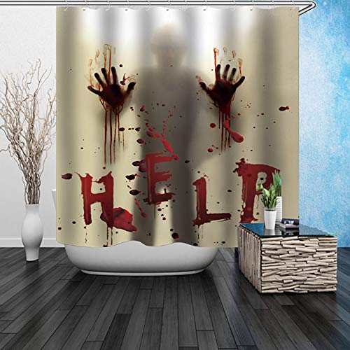 CHICHIC 71 Inch x 71 Inch Halloween Shower Curtain Liner Window Curtains, Help Me with Bloodys Hands for Halloween Decorations Theme Decor Props Bathroom
