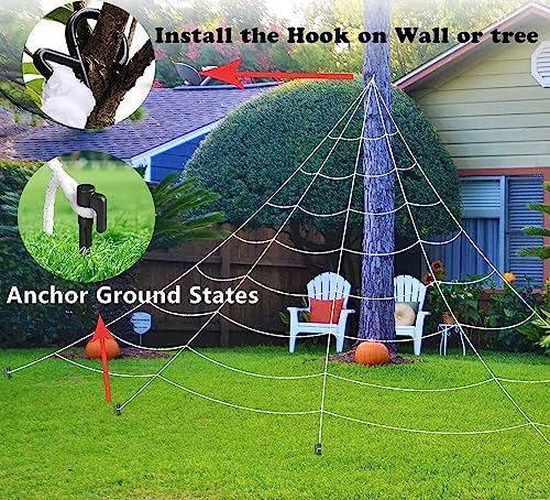 COOLJOY 200" Halloween Spider Web and 60" Giant Halloween Spider Halloween Decorations Virtual Realistic Hairy Spider Halloween Outdoor Indoor Decoration
