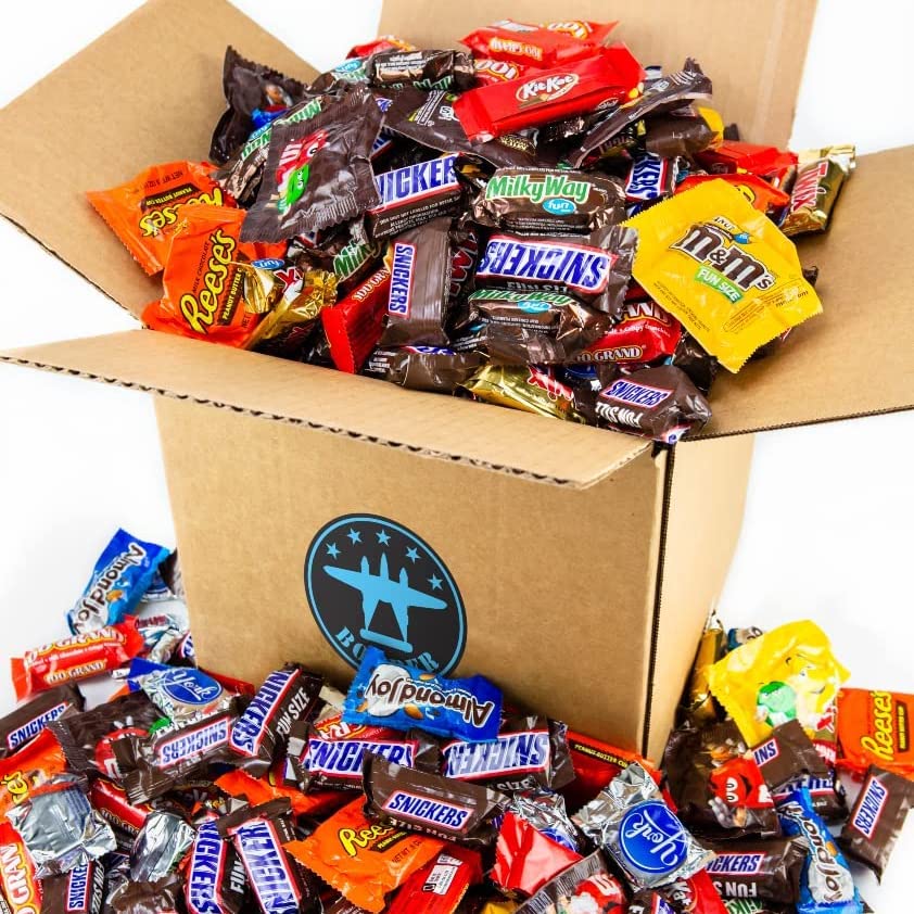 Bomber 8.0lb Bulk Halloween Chocolate Candy Individually Wrapped. Individually Wrapped Halloween Fun Size Chocolates in a 8lb Box (8lb Fun Size)