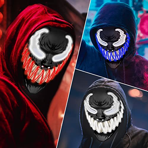heytech Halloween Mask Purge LED Mask for Festival Halloween Scary Party,Costume Cosplay,Gifts (new-blue)