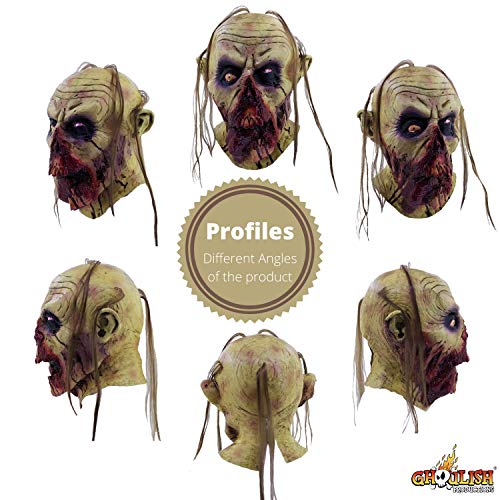 Ghoulish Productions Zombie Tongue Mask. Zombie Blood Tongue Latex Mask, Scary Halloween Mask Zombies, Blood Face Zombie Latex Mask. Zombies Line. One Size Latex Mask