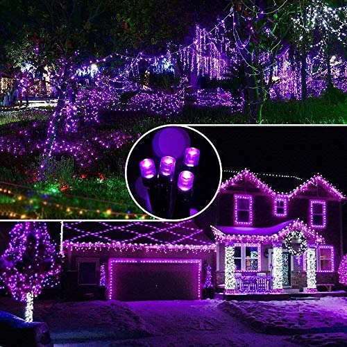 Christmas String Lights Purple - 25m/82ft 220 LEDs 8 Modes Function End-to-End Extendable Plug in Waterproof Inside/Outside Fairy Xmas Tree Lights for Halloween/Patio/Home/Indoor/Outdoor Decorations
