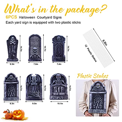 Halloween Tombstone Yard Decorations - 6 Pack