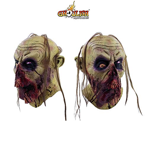 Ghoulish Productions Zombie Tongue Mask. Zombie Blood Tongue Latex Mask, Scary Halloween Mask Zombies, Blood Face Zombie Latex Mask. Zombies Line. One Size Latex Mask