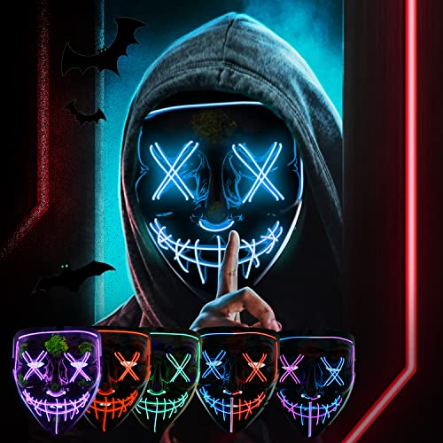 Heytech Halloween Mask Purge LED Mask for Festival Halloween Scary Party,Costume Cosplay ,Gifts (blue)