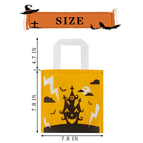 CCINEE 48pcs Halloween Non-Woven Bags, 8 Designs Trick or Treat Tote Reusable Gift Bags with Handles for Kids Halloween Candy Goodie Bags Party Favors and Supplies Snacks Bags