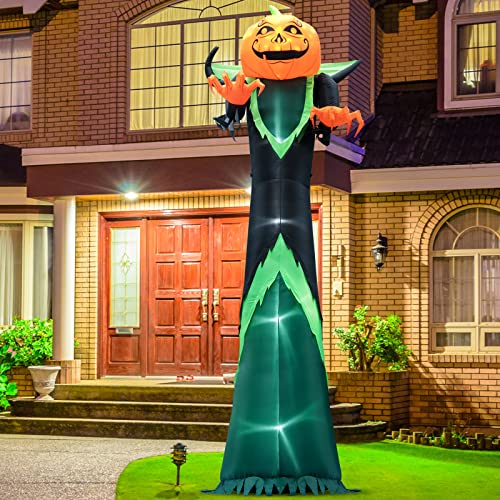 12FT Tall Halloween Inflatable Ghost, Pumpkin Head Man