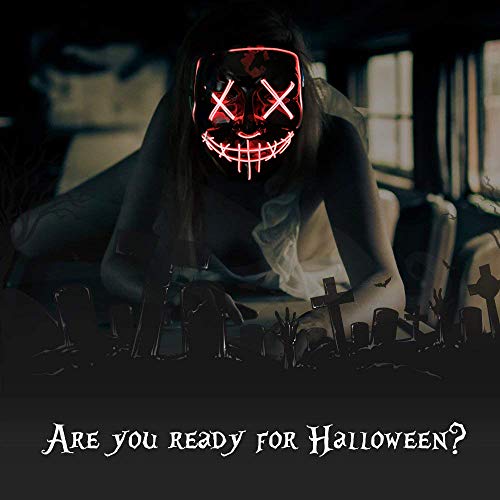 Poptrend Halloween Mask LED Light up Mask for Festival Cosplay Halloween Costume Masquerade Parties,Carnival,Gifts