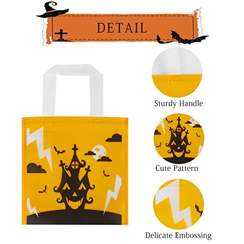 CCINEE 48pcs Halloween Non-Woven Bags, 8 Designs Trick or Treat Tote Reusable Gift Bags with Handles for Kids Halloween Candy Goodie Bags Party Favors and Supplies Snacks Bags